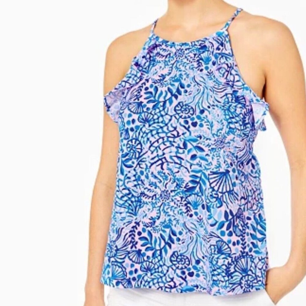 NWOT Lilly Pulitzer Billie Top Good Vibes Size Large Calla Lilly Pink High Tides